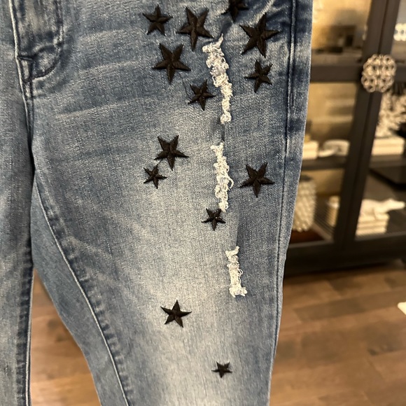 Nanette Lepore Nolita Skinny Embroidered Star Jeans NWOT - Picture 2 of 5